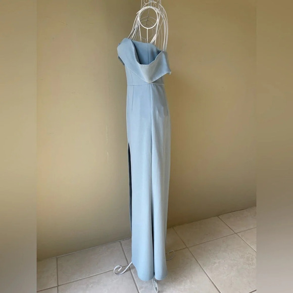 Lovers + Friends Danica Gown Blue Strapless Maxi Dress with slit Sise XS - Picture 3 of 9